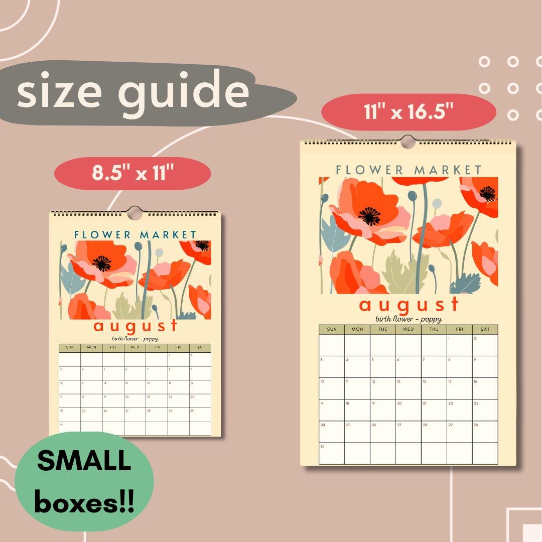 2025 Flower Market Calendar - 2025 Flower Calendar - Botanical Calendar - Floral Calendar - Birth Flower Calendar 2025 - 2025 Planner