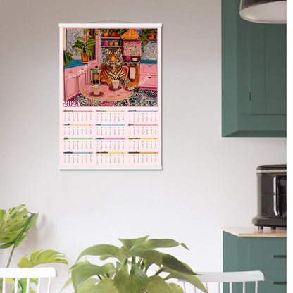 2025 Wall Calendar - 2025 Tiger Calendar - 2025 Animal Calendar - Colorful Kitchen Calendar - Tiger Gifts - Year at a Glance Calendar