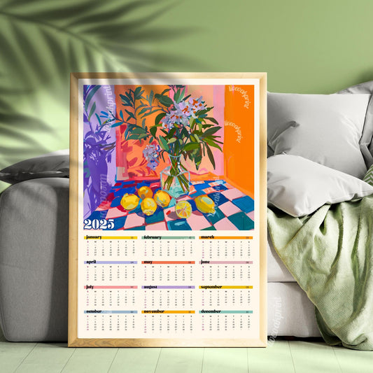 2025 Wall Calendar - 2025 Kitchen Calendar - 2025 Poster Calendar - Colorful Kitchen Calendar - Kitchen Gifts - Year at a Glance Calendar