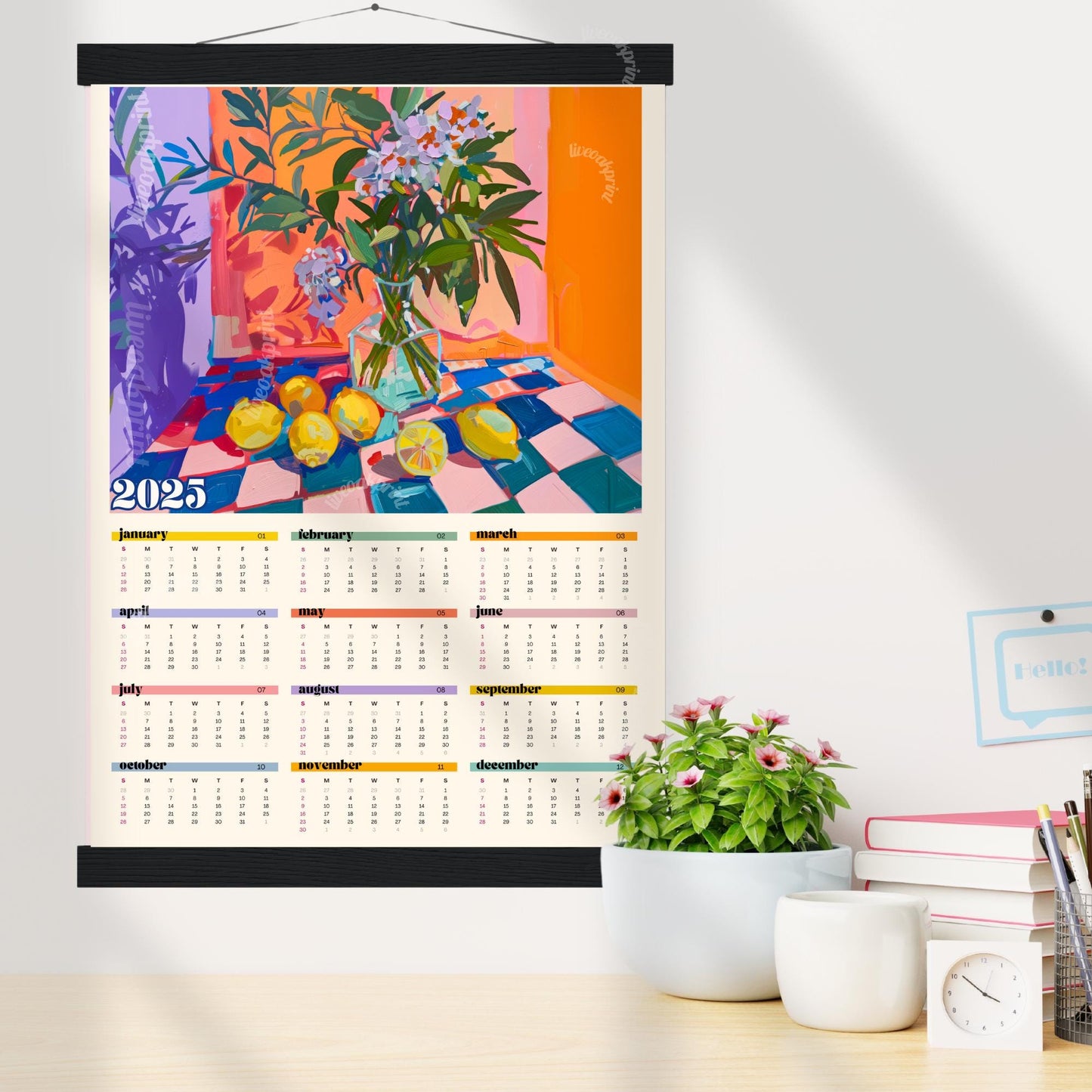 2025 Wall Calendar - 2025 Kitchen Calendar - 2025 Poster Calendar - Colorful Kitchen Calendar - Kitchen Gifts - Year at a Glance Calendar