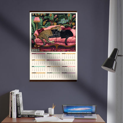 2025 Wall Calendar - 2025 Leopard Calendar - 2025 Animal Calendar - Colorful Kitchen Calendar - Leopard Gifts - Year at a Glance Calendar