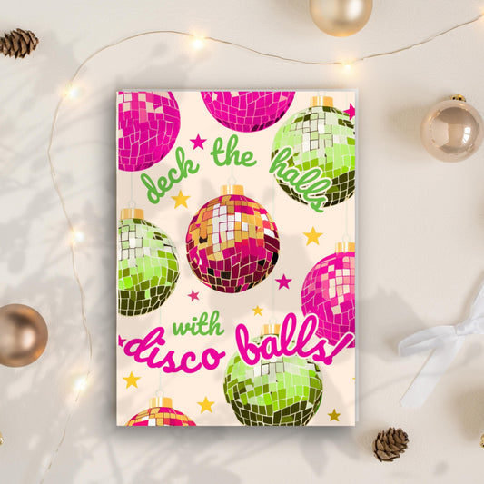 Deck the Halls with Disco Balls - Pack of 10 Greeting Cards