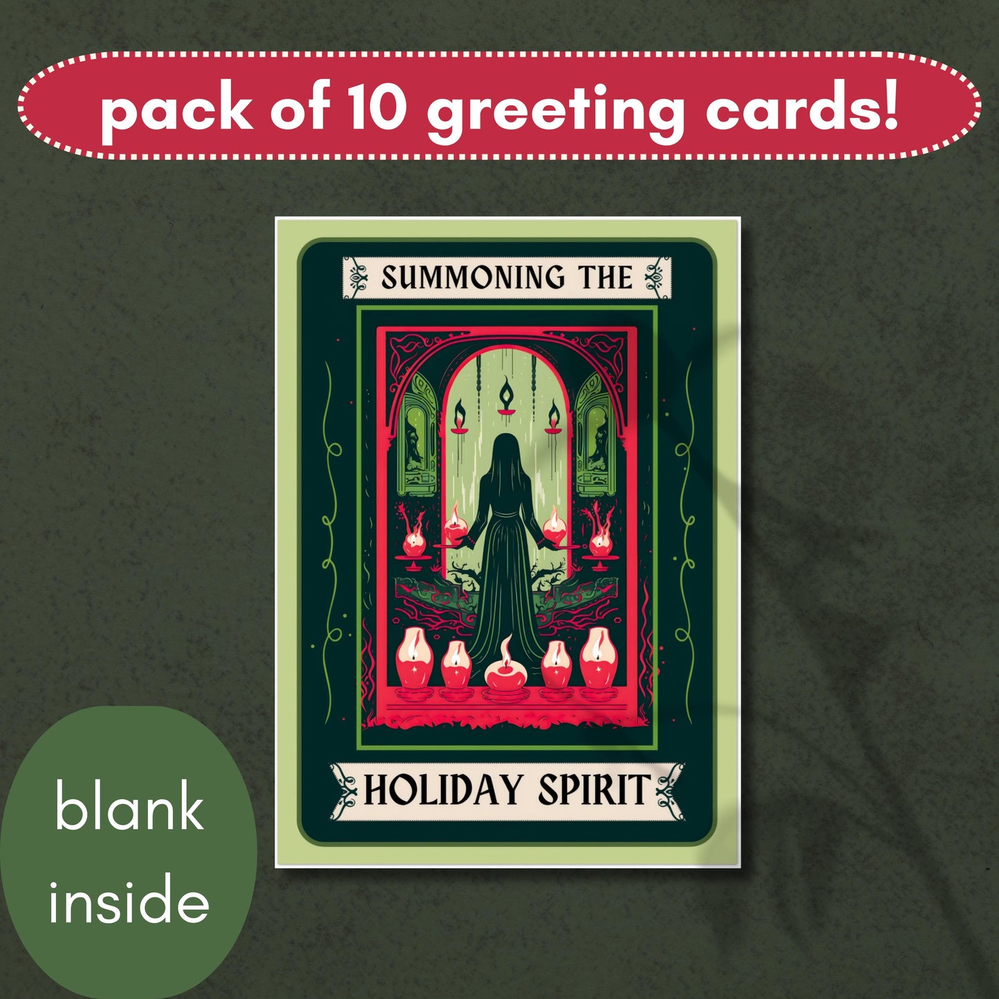 Summoning The Holiday Spirit - Pack of 10 Greeting Cards