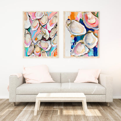 Oyster Wall Art - Coastal Art Print – Modern Boho Decor – Eclectic Beach House Wall Art - Oyster Print - Colorful Kitchen Art - Ocean Art