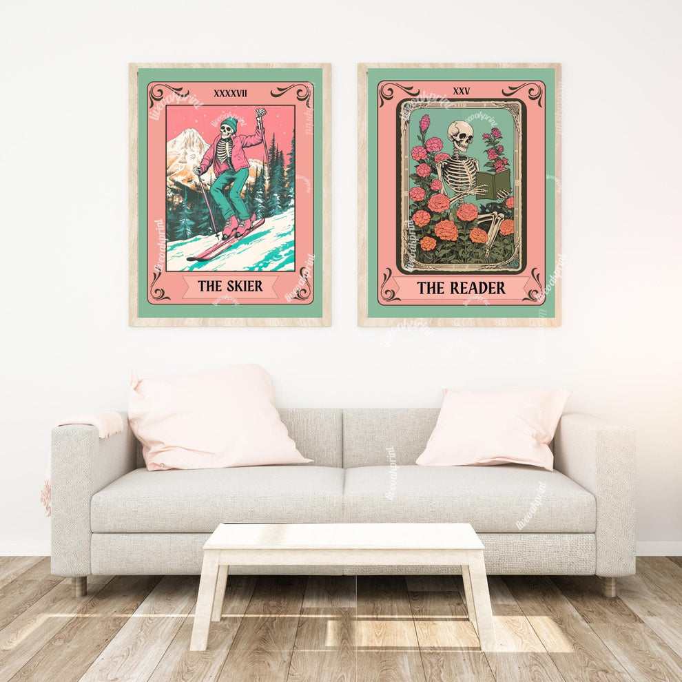 The Skier Tarot Print – Skiing Wall Art – Ski Decor – Gift for Skiers – Ski Wall Decor