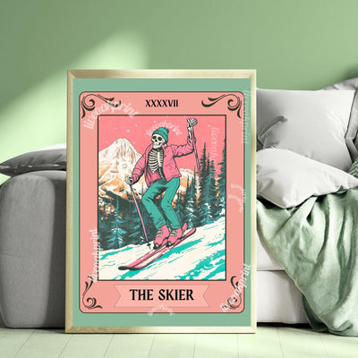 The Skier Tarot Print – Skiing Wall Art – Ski Decor  – Gift for Skiers – Ski Wall Decor