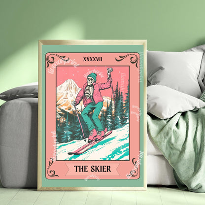 The Skier Tarot Print – Skiing Wall Art – Ski Decor – Gift for Skiers – Ski Wall Decor - Ski Print - Skiing Gift - Funky Ski Wall Decor