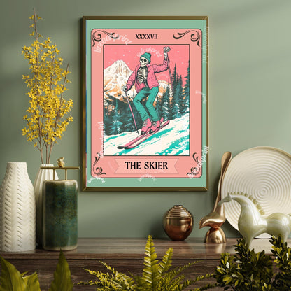 The Skier Tarot Print – Skiing Wall Art – Ski Decor – Gift for Skiers – Ski Wall Decor - Ski Print - Skiing Gift - Funky Ski Wall Decor