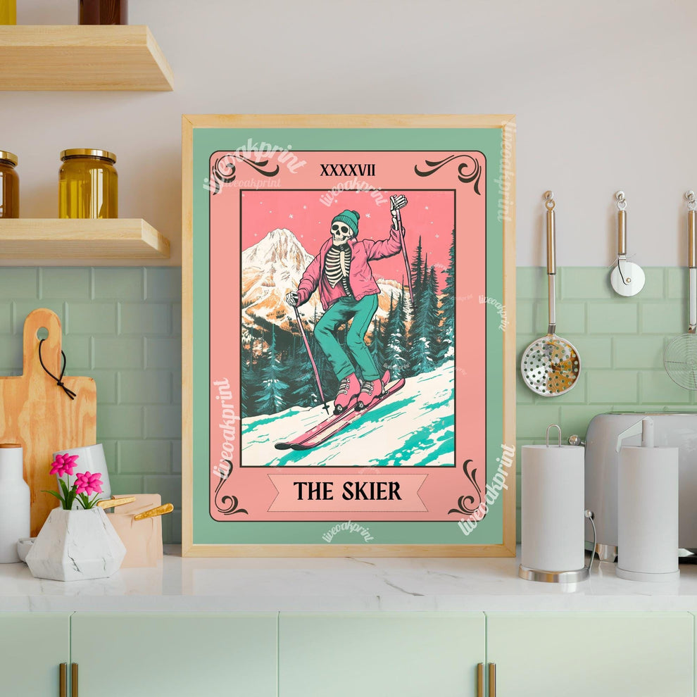 The Skier Tarot Print – Skiing Wall Art – Ski Decor – Gift for Skiers – Ski Wall Decor