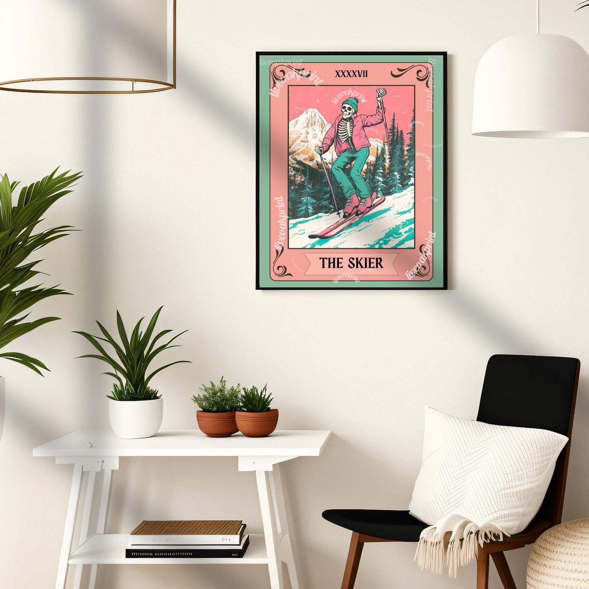 The Skier Tarot Print – Skiing Wall Art – Ski Decor – Gift for Skiers – Ski Wall Decor - Ski Print - Skiing Gift - Funky Ski Wall Decor