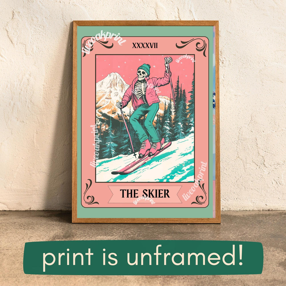 The Skier Tarot Print – Skiing Wall Art – Ski Decor – Gift for Skiers – Ski Wall Decor