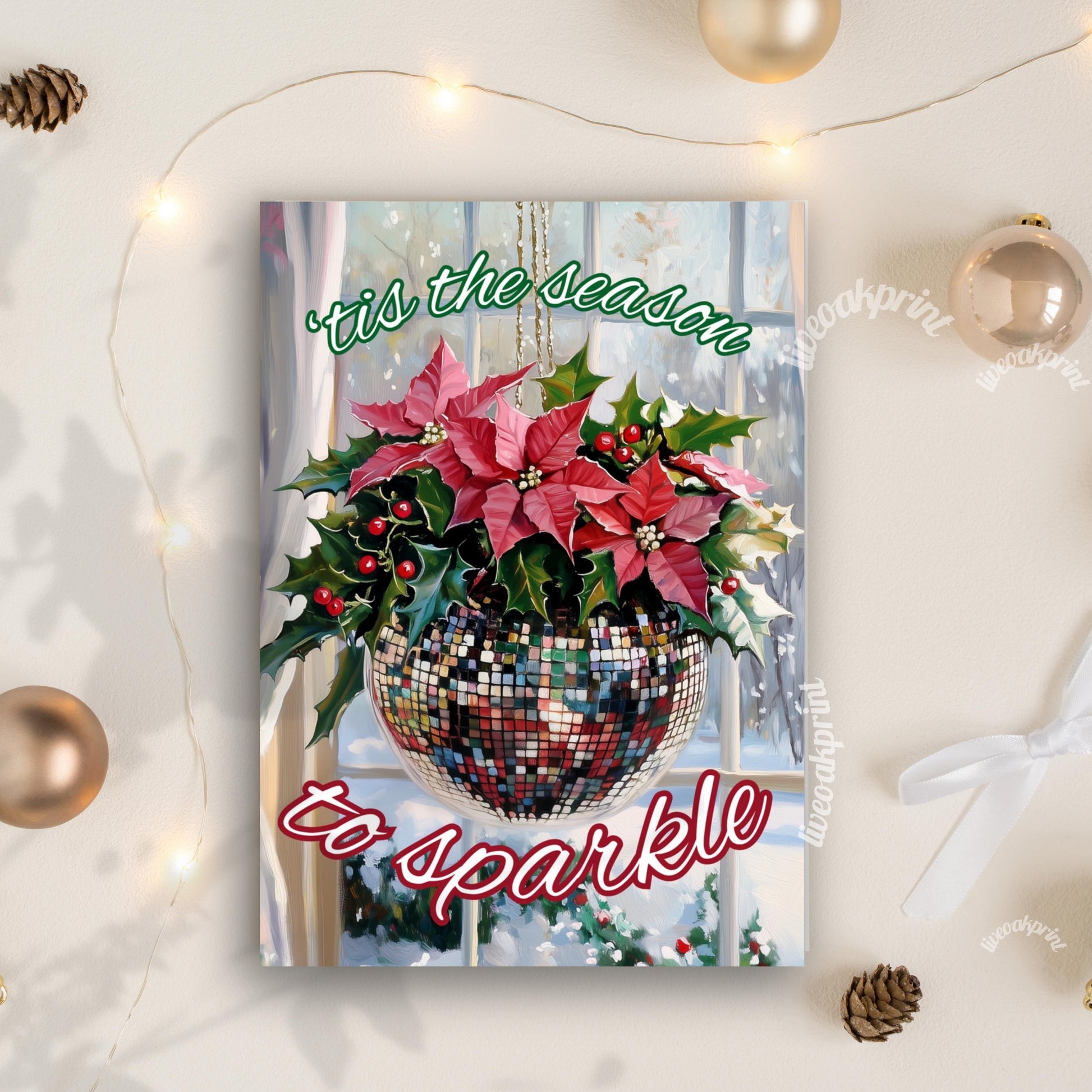 Tis the Season to Sparkle Greeting Cards - Disco Holiday Cards – Festive Holiday Greeting Card - Pack of 10 Cards