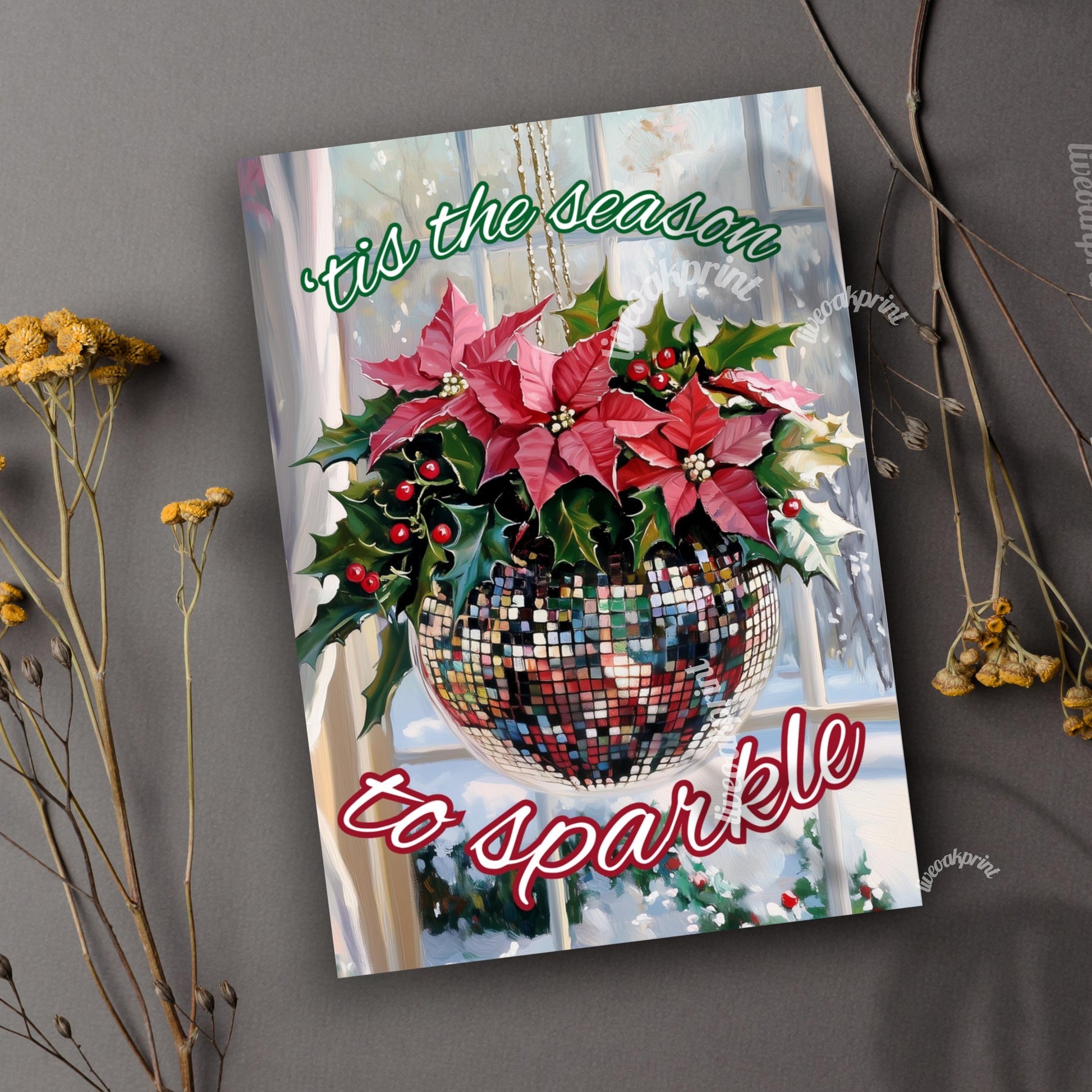 Tis the Season to Sparkle Greeting Cards - Disco Holiday Cards – Festive Holiday Greeting Card - Pack of 10 Cards