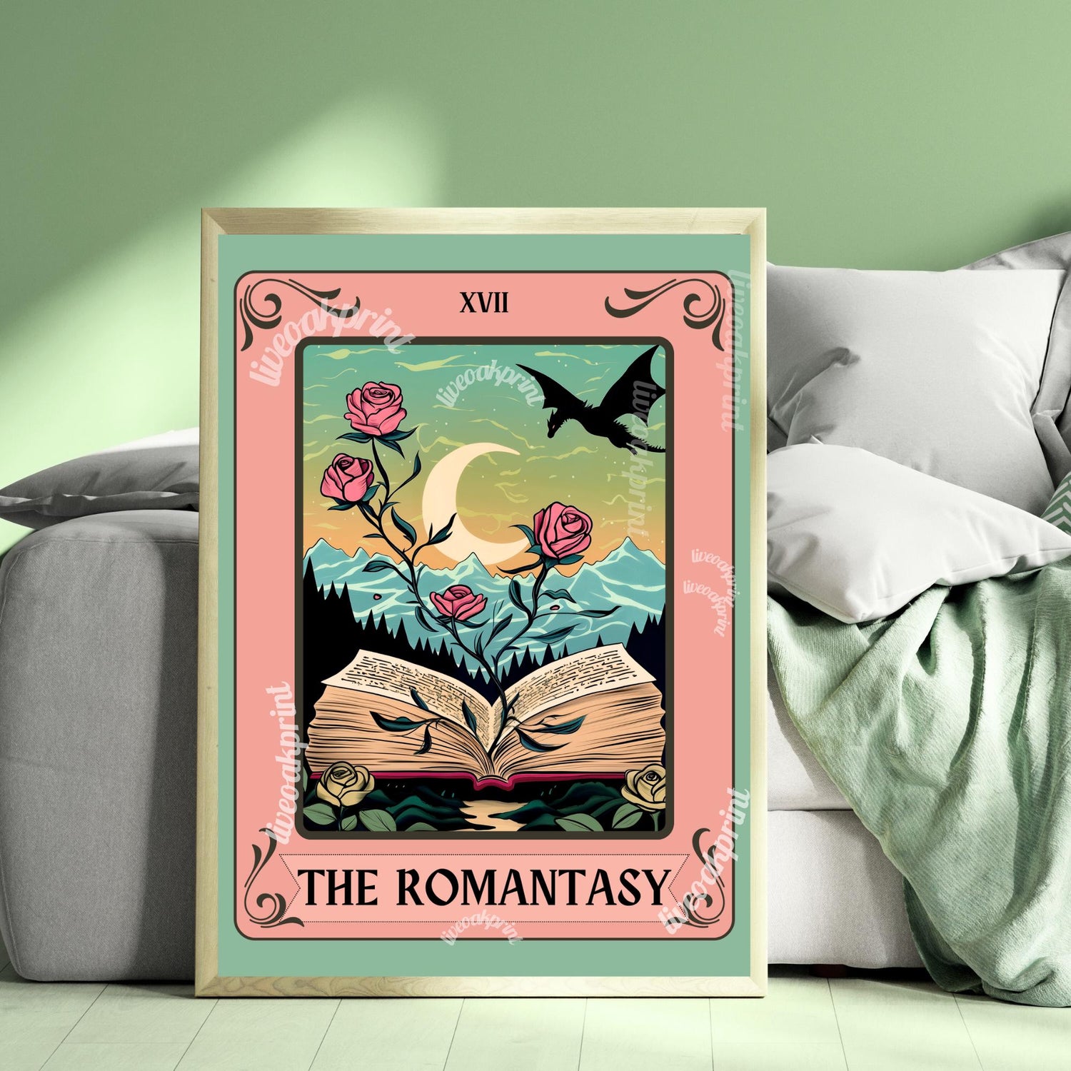 The Romantasy Tarot Print - Fantasy Reader Gift - Romance Fantasy - Bookish Print - Gift For Book Lovers - Reading Nook Art - Book Decor