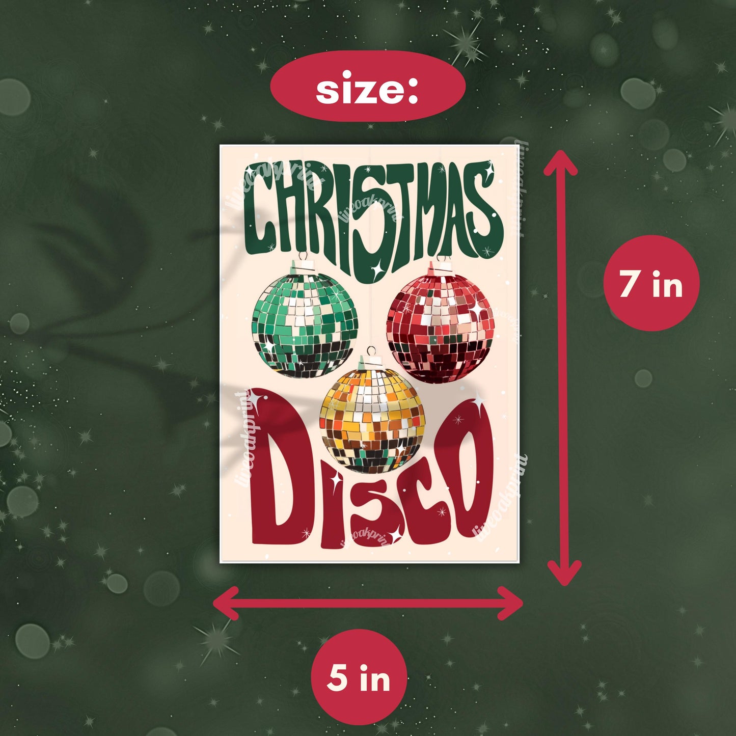 Christmas Disco Greeting Cards – Pack of 10 Festive Disco Ball Ornament Cards