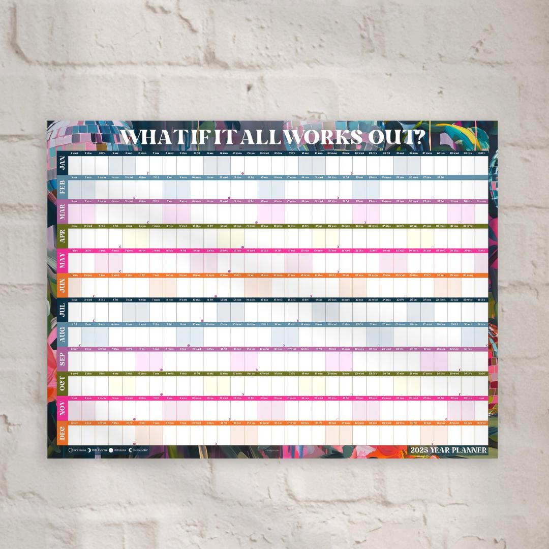 2025 Year Wall Planner - What if it All Works Out? | 2025 Colorful Wall Planner | 2025 Monthly Planner | Poster Planner