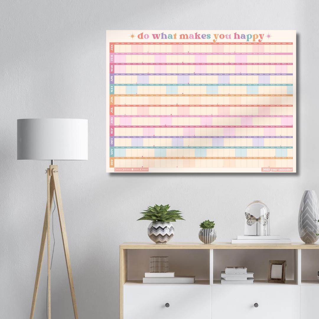 Bright Pastels 2025 Year Wall Planner - Do What Makes You Happy | 2025 Wall Planner | 2025 Monthly Planner | Poster Planner