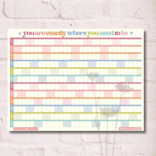 Colorful 2025 Year Wall Planner - You Are Exactly Where You Need To Be | 2025 Wall Planner | 2025 Monthly Planner | Wall Calendar