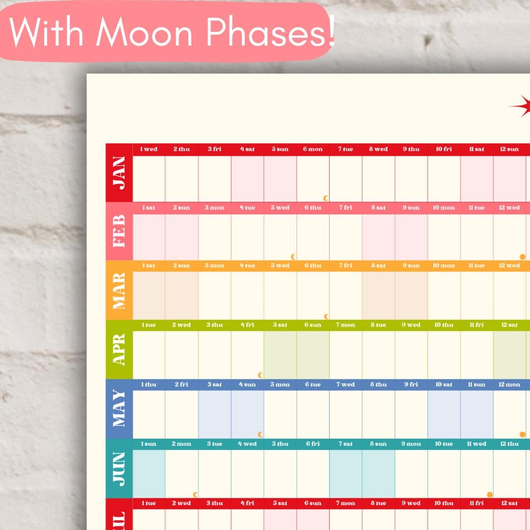 Retro Brights 2025 Wall Planner - Colorful Wall Poster Planner | 2025 Wall Planner | 2025 Monthly Planner | Vibrant Wall Calendar Planner