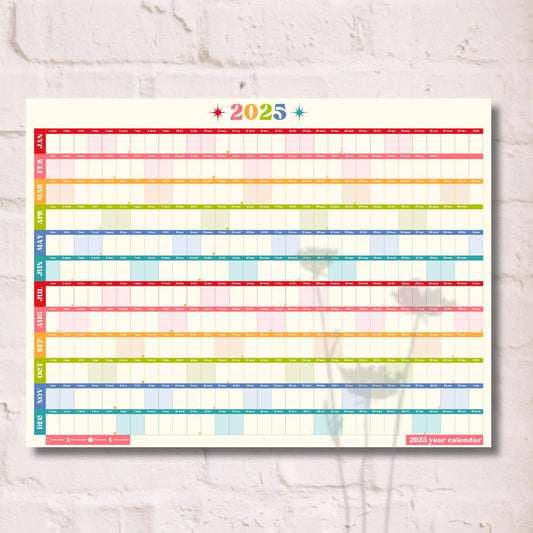 Retro Brights 2025 Wall Planner - Colorful Wall Poster Planner | 2025 Wall Planner | 2025 Monthly Planner | Vibrant Wall Calendar Planner