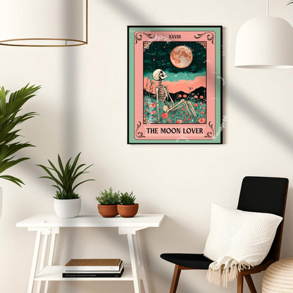 The Moon Lover Tarot Print - Unique Moon Gift - Lunar Wall Art - The Moon Tarot Card - Witchy Moon Art - Witchy Wall Decor - Moon Christmas