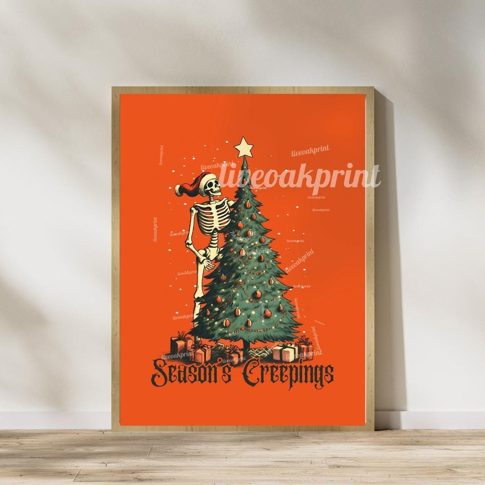 Set of Two Spooky Christmas Prints - Spooky Christmas Print Bundle - Season's Creepings and Summoning the Holiday Spirit