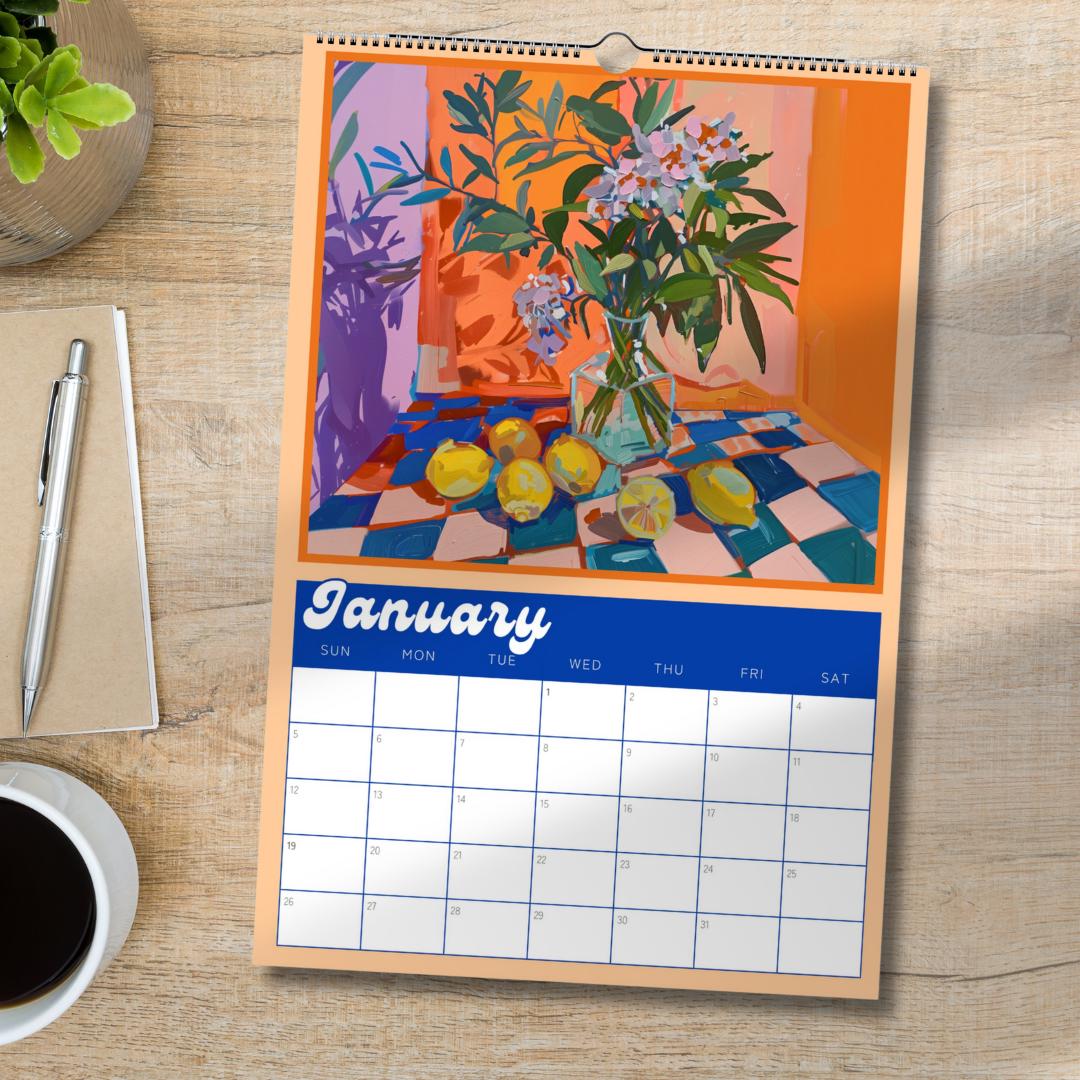 Dopamine Decor 2025 Wall Calendar – Bold, Colorful Art for Every Month | Vibrant Aesthetic Calendar