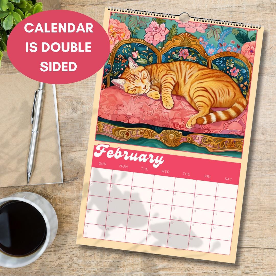 2025 Maximalist Cat Calendar | Cats in Stunning Rooms | 2025 Wall Calendar | Luxury Cat Decor | Whimsical Cat Gfit