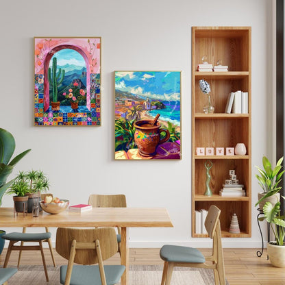 Set of Two Mexican Art Prints | Mexican Cactus & Cafe de Olla Prints | Latin American Wall Decor