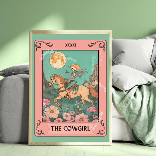 The Cowgirl Tarot Print - Western Wall Art - Western Gifts - Cowgirl Gift - Cowgirl Decor - Retro Cowgirl Print- Southern Wall Decor