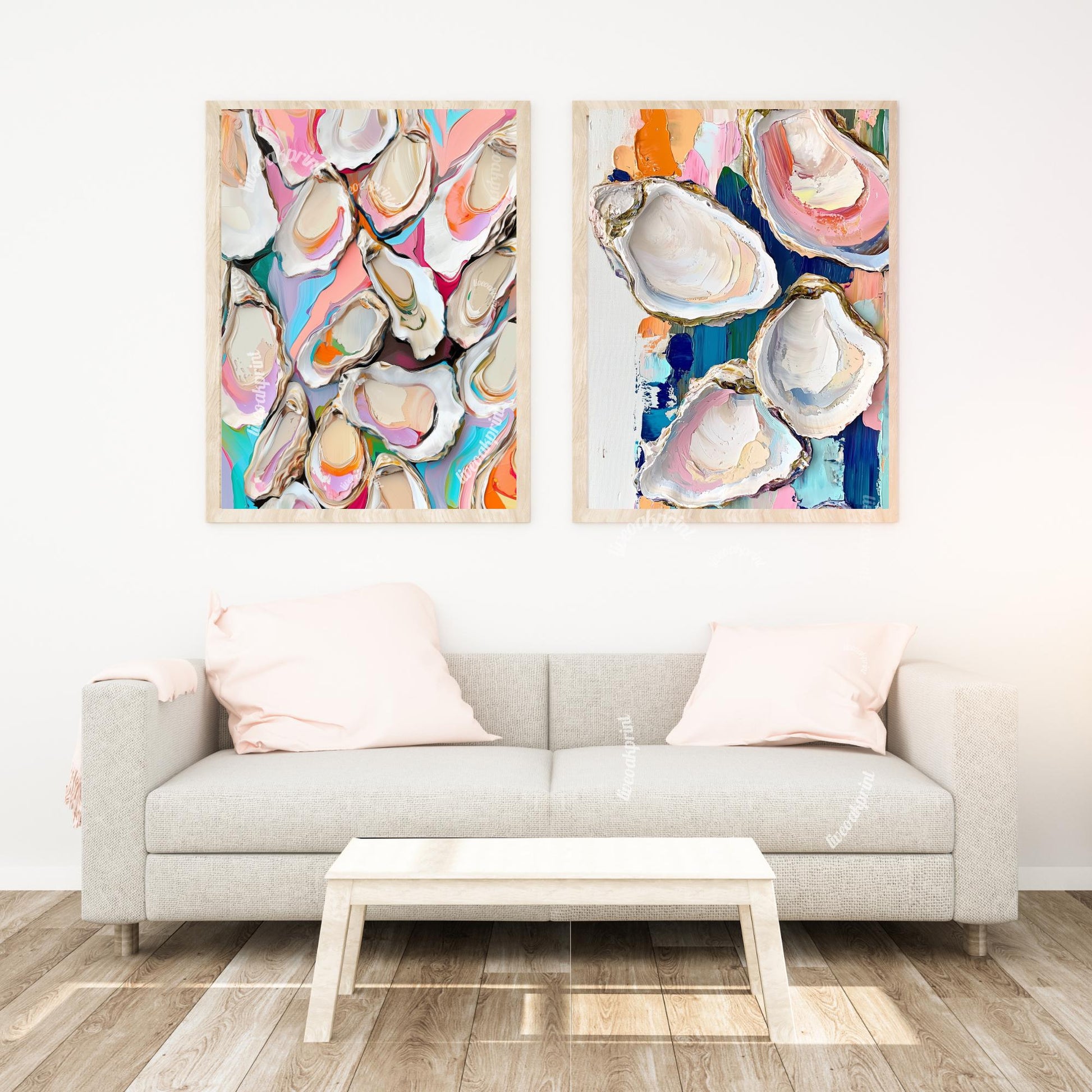 Oyster Print - Funky Coastal Oyster Art Print – Modern Boho Decor – Eclectic Beach House Wall Art - Oyster Art - Colorful Kitchen Art