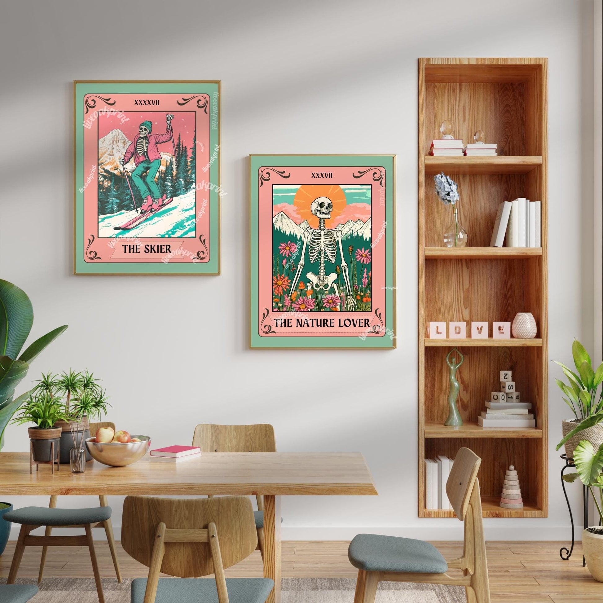 The Skier Tarot Print – Skiing Wall Art – Ski Decor – Gift for Skiers – Ski Wall Decor