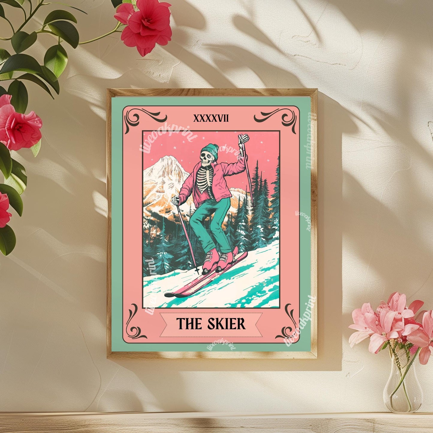 The Skier Tarot Print – Skiing Wall Art – Ski Decor – Gift for Skiers – Ski Wall Decor - Ski Print - Skiing Gift - Funky Ski Wall Decor