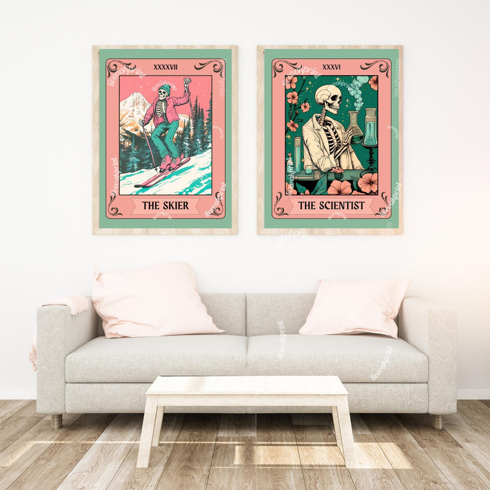 The Skier Tarot Print – Skiing Wall Art – Ski Decor – Gift for Skiers – Ski Wall Decor
