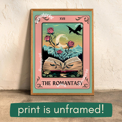 The Romantasy Tarot Print - Fantasy Reader Gift - Romance Fantasy - Bookish Print - Gift For Book Lovers - Reading Nook Art - Book Decor