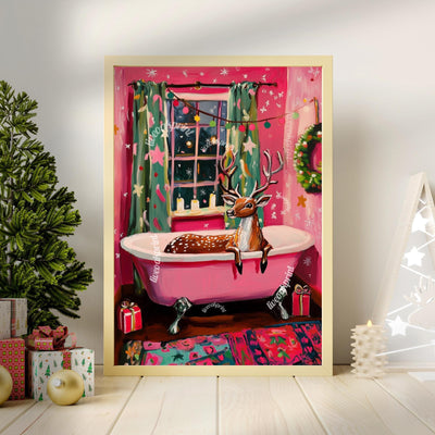 Adorable Reindeer in a Bathtub