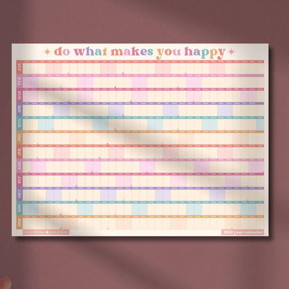 Bright Pastels 2025 Year Wall Planner - Do What Makes You Happy | 2025 Wall Planner | 2025 Monthly Planner | Poster Planner