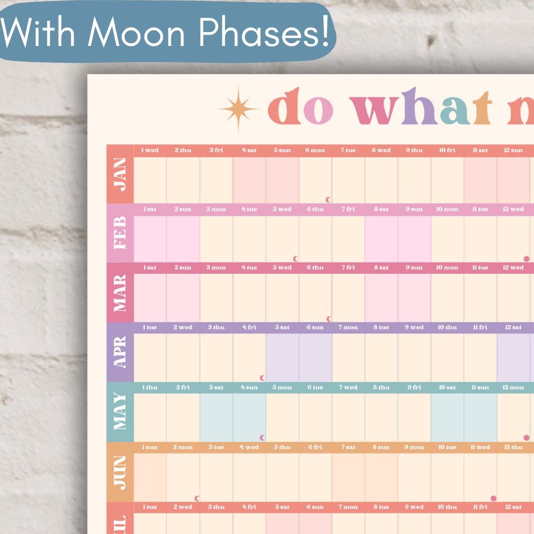 Bright Pastels 2025 Year Wall Planner - Do What Makes You Happy | 2025 Wall Planner | 2025 Monthly Planner | Poster Planner