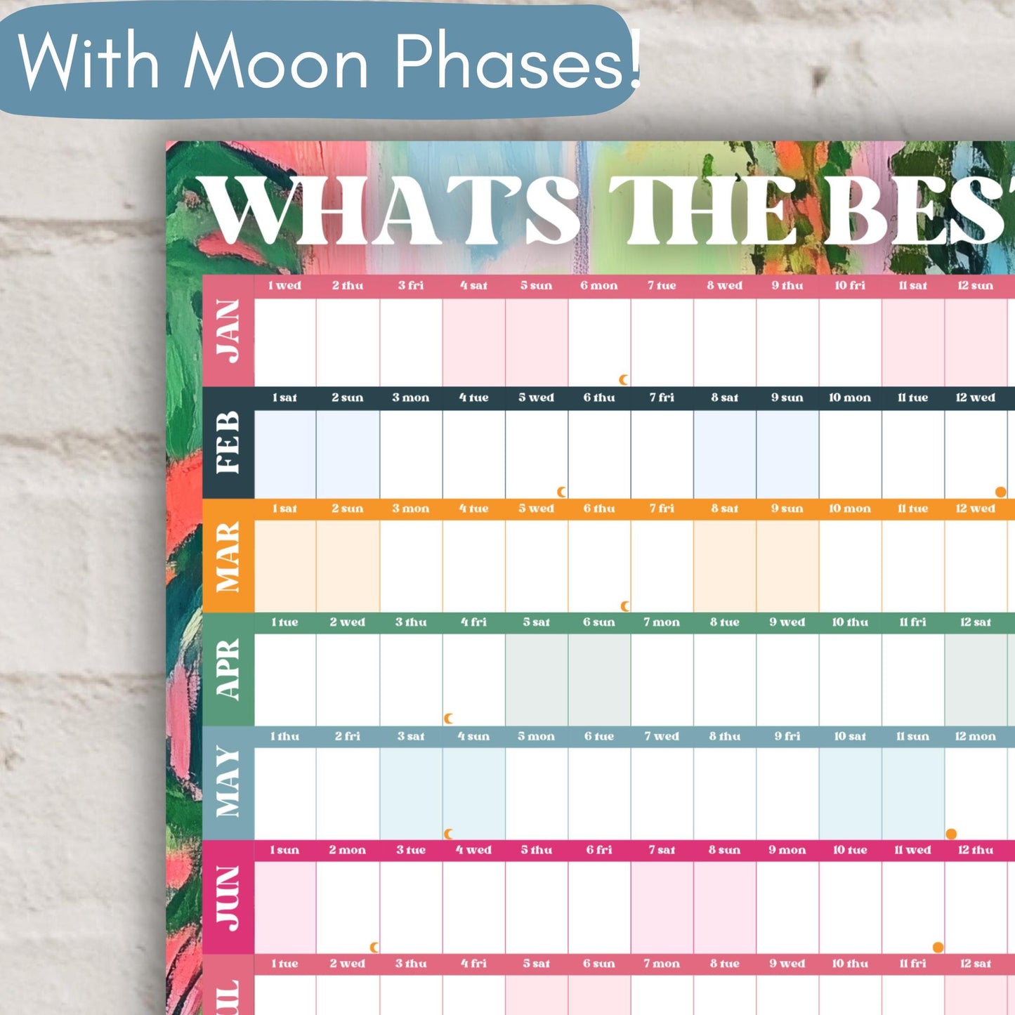 2025 Year Wall Planner - What's the Best That Can Happen? | 2025 Colorful Wall Planner | 2025 Monthly Planner | Poster Planner