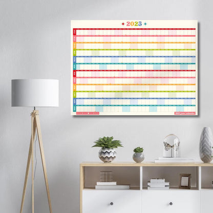 Retro Brights 2025 Wall Planner - Colorful Wall Poster Planner | 2025 Wall Planner | 2025 Monthly Planner | Vibrant Wall Calendar Planner