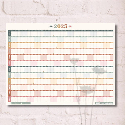 Boho Earth Tones 2025 Year Wall Planner - Landscape Planner | 2025 Year Planner | 2025 Monthly Planner | Poster Planner