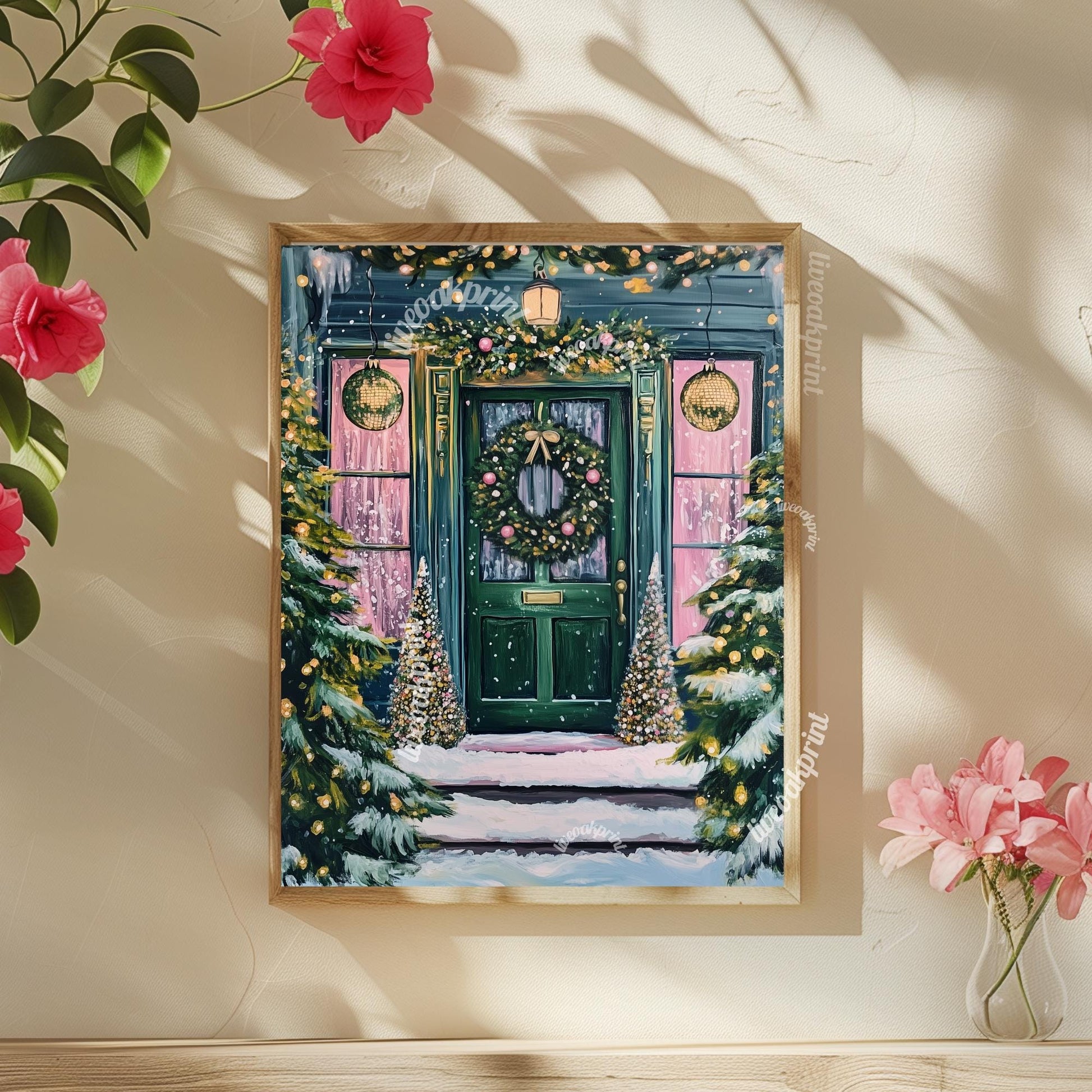 Cozy Christmas Doorstep - Christmas Art - Winter Scene - Cozy Christmas Decor - Hygge Wall Art - Hygge Decor - Vintage Christmas