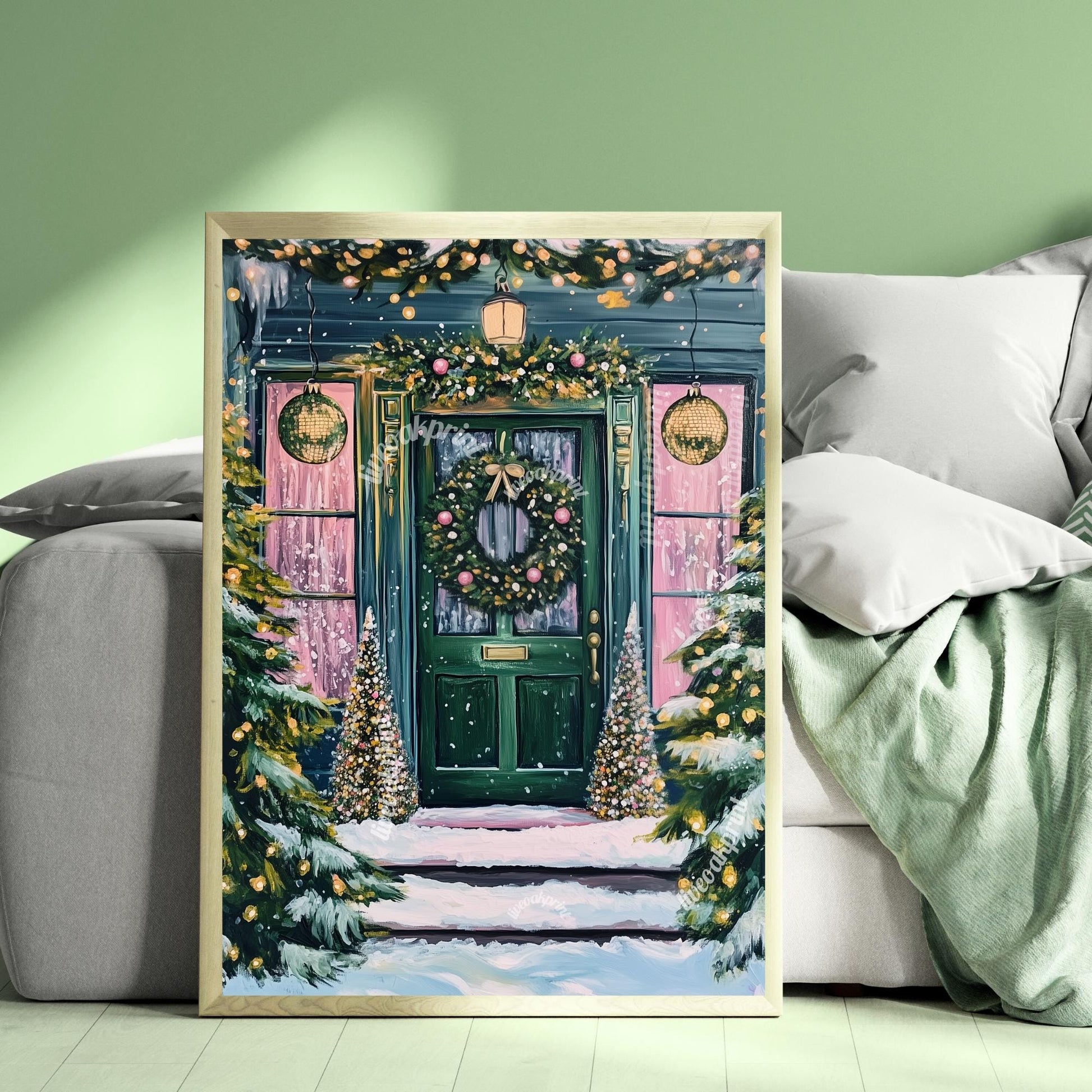 Cozy Christmas Doorstep - Christmas Art - Winter Scene - Cozy Christmas Decor - Hygge Wall Art - Hygge Decor - Vintage Christmas