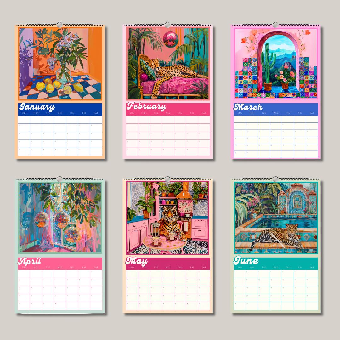 Dopamine Decor 2025 Wall Calendar – Bold, Colorful Art for Every Month | Vibrant Aesthetic Calendar