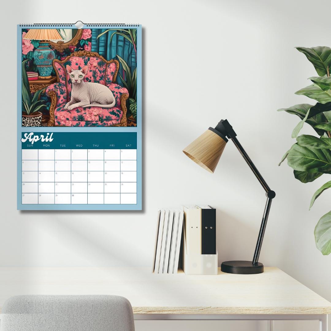 2025 Maximalist Cat Calendar | Cats in Stunning Rooms | 2025 Wall Calendar | Luxury Cat Decor | Whimsical Cat Gfit