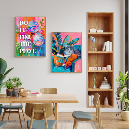 Do It For The Plot - Retro Girly Dorm Print - Pink Trendy Wall Art, Apartment Aesthetic, Manifestation Wall Art Affirmation Poster