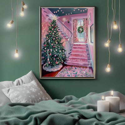 Pink Christmas Entryway Print