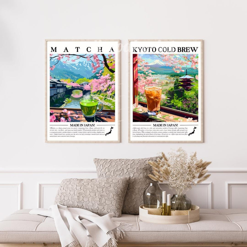 Matcha and Kyoto Cold Brew Art Print Set