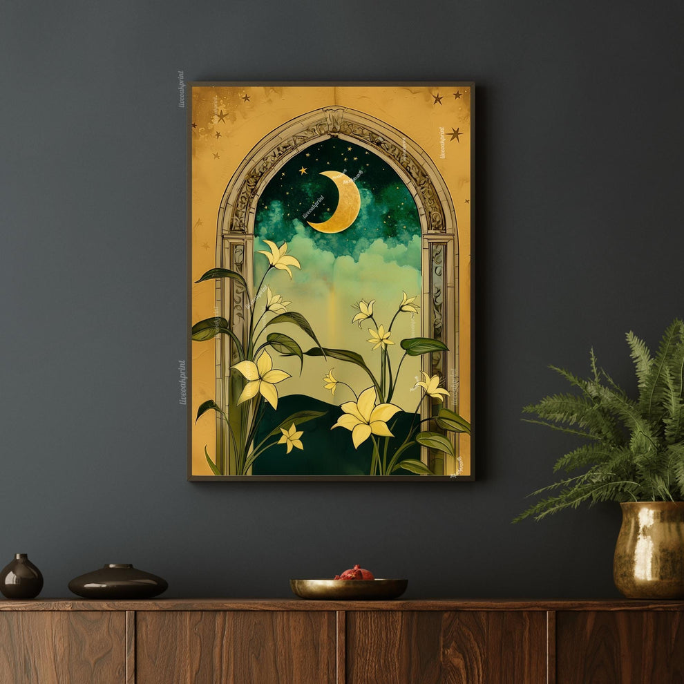 Moonlit Botanical Arch Wall Art