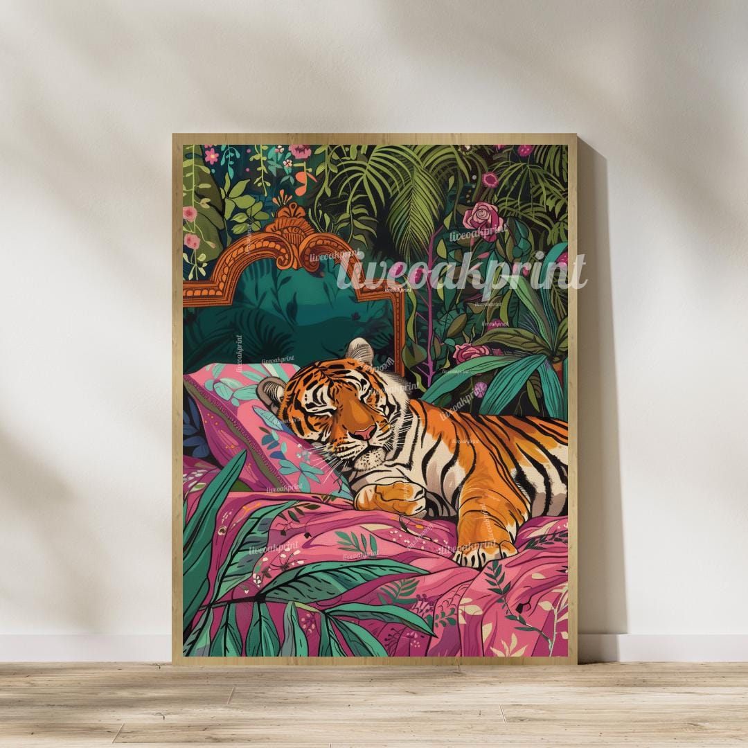 Sleeping Tiger and Puma Wall Art Set